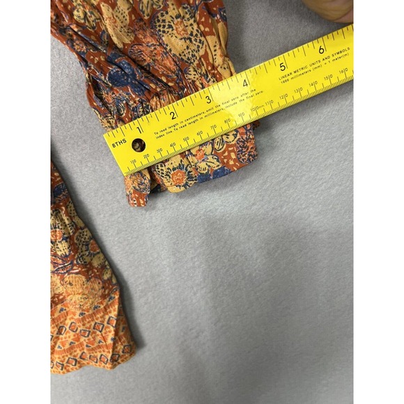 NWT Nostalgia Women’s Boho Long Sleeve Mini Orange Dress Size Large - Picture 15 of 16